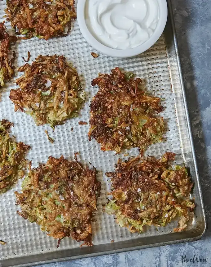 what goes with mac and cheese brussel sprouts latkes recipe' title='Wondering What Goes with Mac and Cheese? Here Are 32 Sides That Make It a Meal