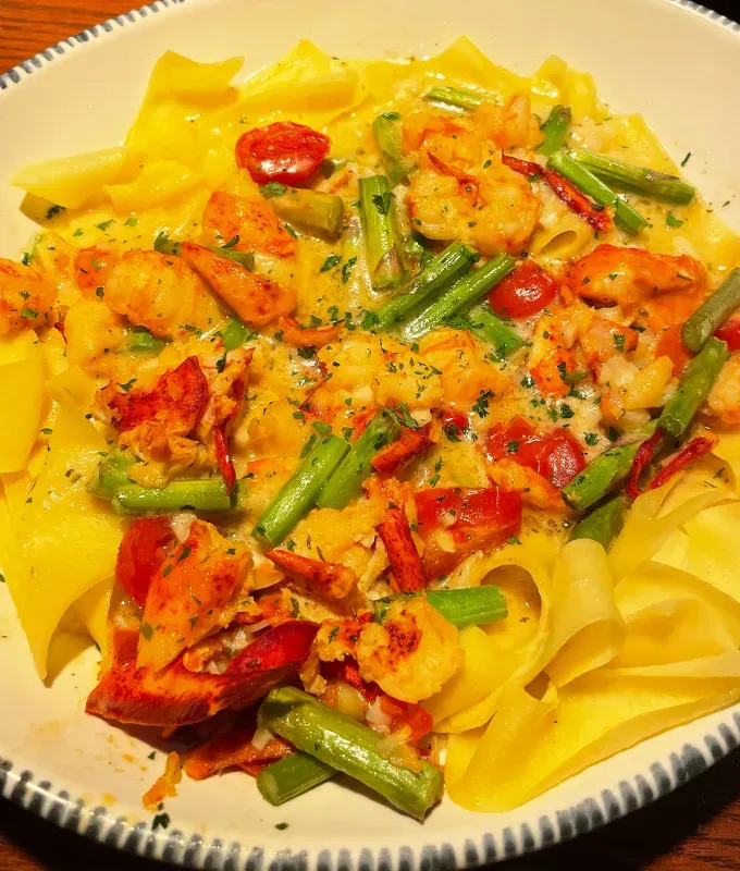 red lobster lobsterfest review: lobster pappardelle' title='Red Lobster’s Lobsterfest Is Back—Here’s a Food Editor’s Review of Every Main Dish