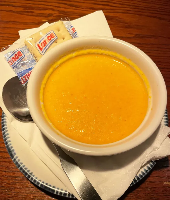 red lobster lobsterfest review: lobster bisque' title='Red Lobster’s Lobsterfest Is Back—Here’s a Food Editor’s Review of Every Main Dish