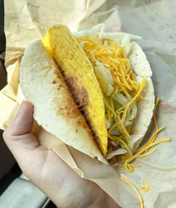 taco bell decades y2k menu review: double decker' title='Review: Taco Bell’s Decades Y2K Menu Stars 5 Discontinued Items (Including the Cult-Favorite Chili Cheese Burrito)