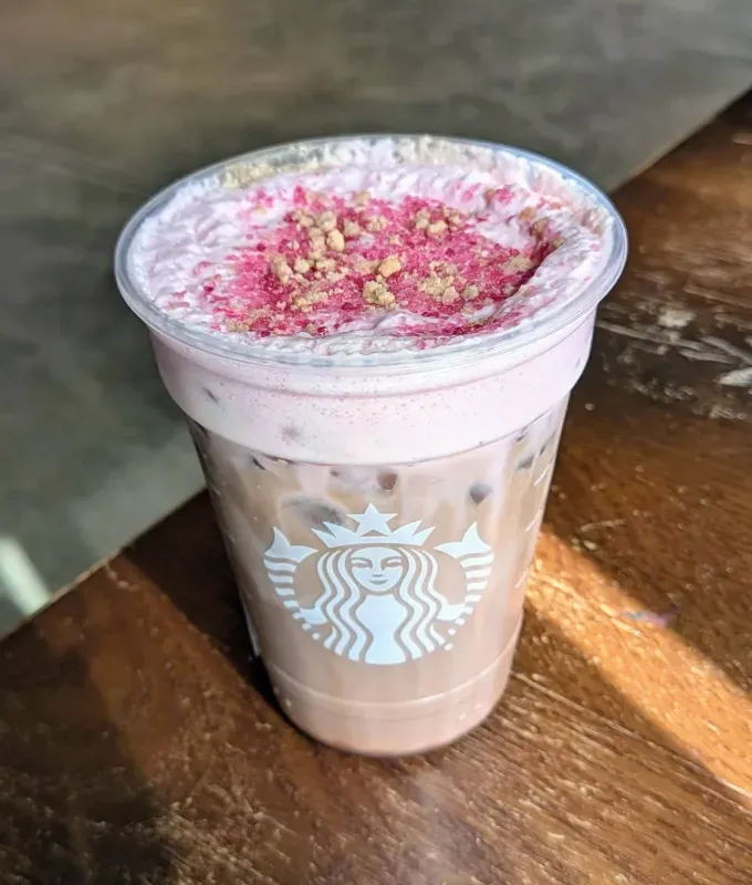 starbucks not-so-secret menu drink: the iced caffe mocha with cherry cold foam showing the topping' fetchpriority='auto' title='Starbucks Has a ’Not-So-Secret’ Menu & I Can’t Stop Ordering Its Latest Creation