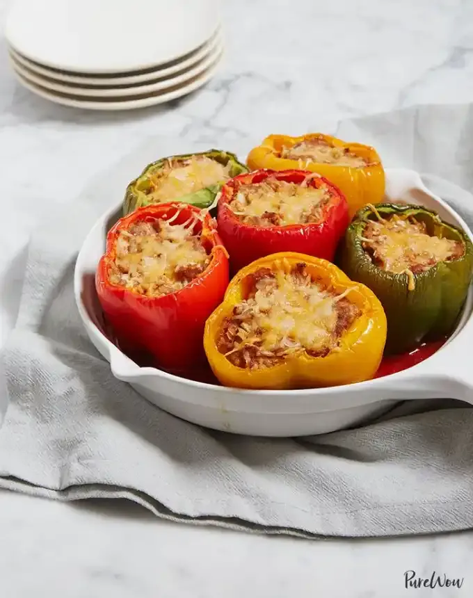 october dinner recipes: classic ground beef stuffed peppers' title='31 October Dinner Ideas That Are Just Right for Sweater Weather
