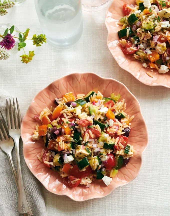 october dinner recipes: mediterranean pasta salad' title='31 October Dinner Ideas That Are Just Right for Sweater Weather