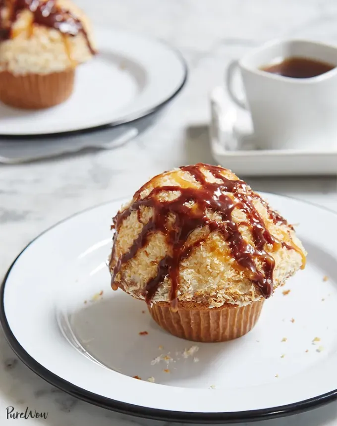 mini thanksgiving dessert recipes: samoa cupcakes' title='54 Mini Thanksgiving Desserts That Are (Almost) Too Cute to Eat