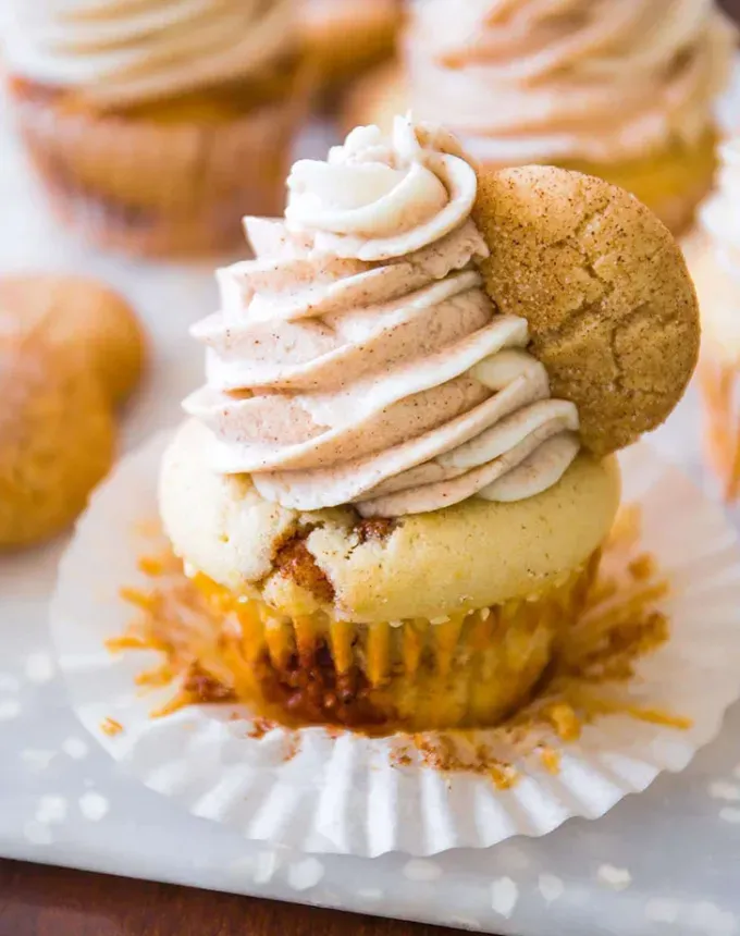 mini thanksgiving dessert recipes: snickerdoodle cupcakes' title='54 Mini Thanksgiving Desserts That Are (Almost) Too Cute to Eat