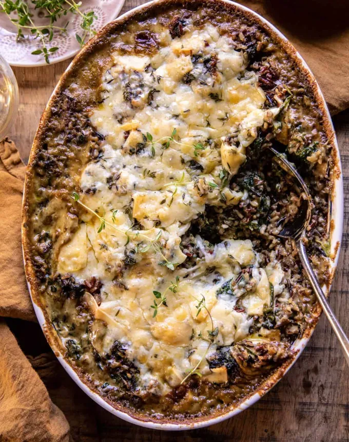bulk dinner ideas: kale and wild rice casserole' title='52 Bulk Dinner Ideas to Feed a Crowd