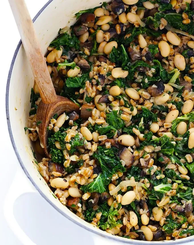bulk dinner ideas: creamy farro with white beans and kale' title='52 Bulk Dinner Ideas to Feed a Crowd