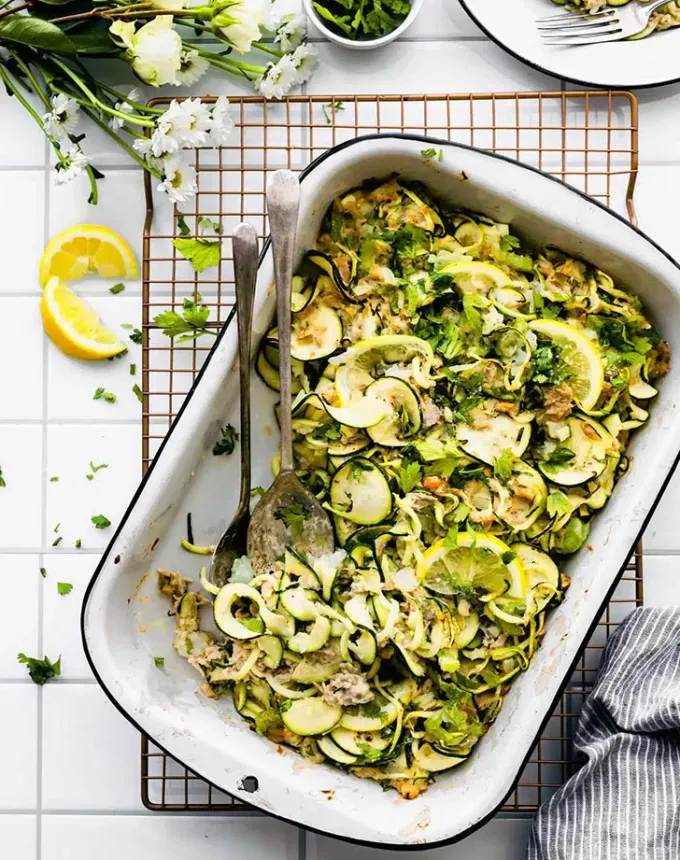 bulk dinner ideas: tuna green chile zucchini casserole' title='52 Bulk Dinner Ideas to Feed a Crowd