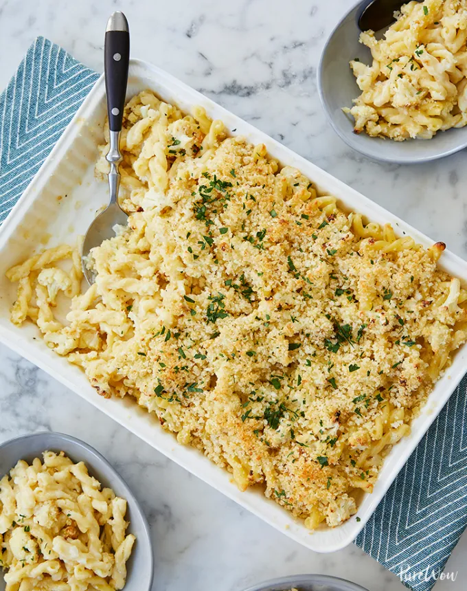 bulk dinner ideas: roasted cauliflower macaroni and cheese' title='52 Bulk Dinner Ideas to Feed a Crowd