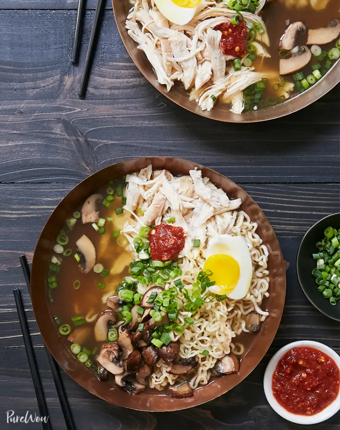 bulk dinner ideas: rotisserie chicken ramen' title='52 Bulk Dinner Ideas to Feed a Crowd