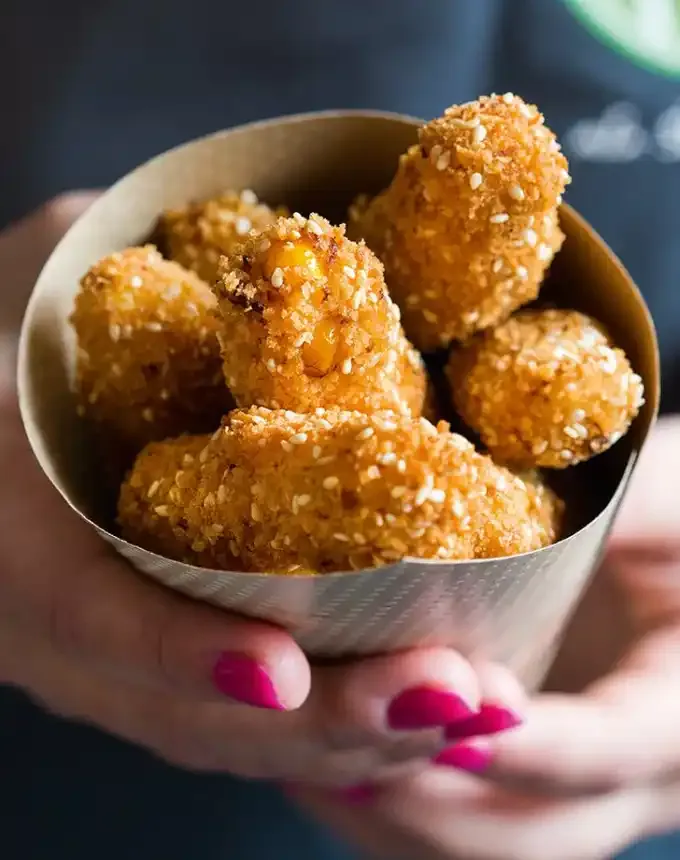 finger food recipes for a crowd: crispy baked cauliflower corn nuggets' title='68 Easy Finger Food Appetizers Everyone Will Love