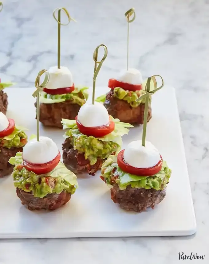 finger food recipes for a crowd: keto guacamole burger bites' title='68 Easy Finger Food Appetizers Everyone Will Love