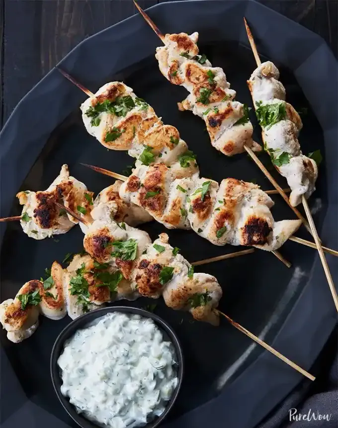 finger food recipes for a crowd: greek lemon chicken skewers' title='68 Easy Finger Food Appetizers Everyone Will Love