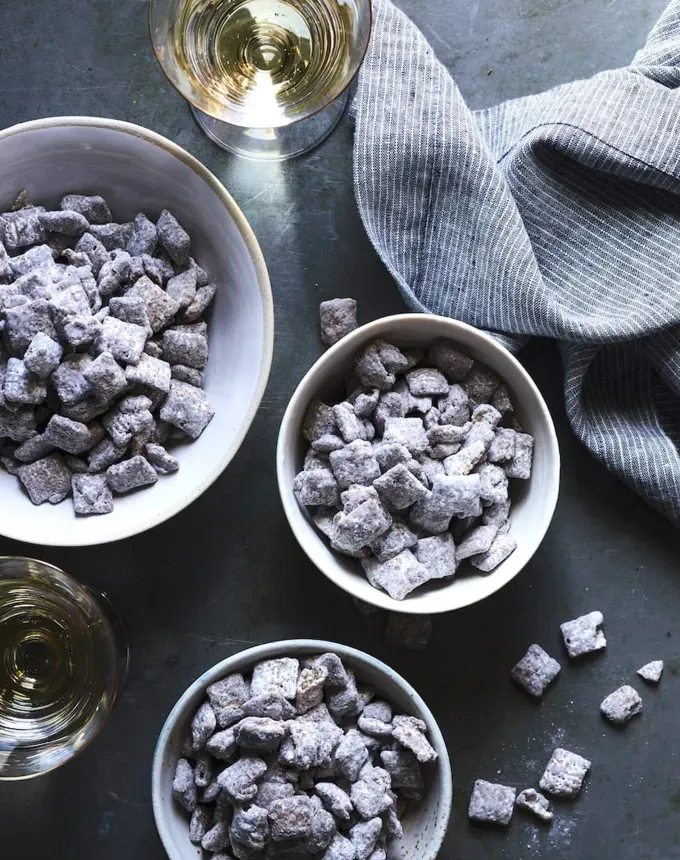 snack mix recipes: double dark chocolate muddy buddies' title='23 Snack Mix Recipes You Won’t Be Able to Put Down