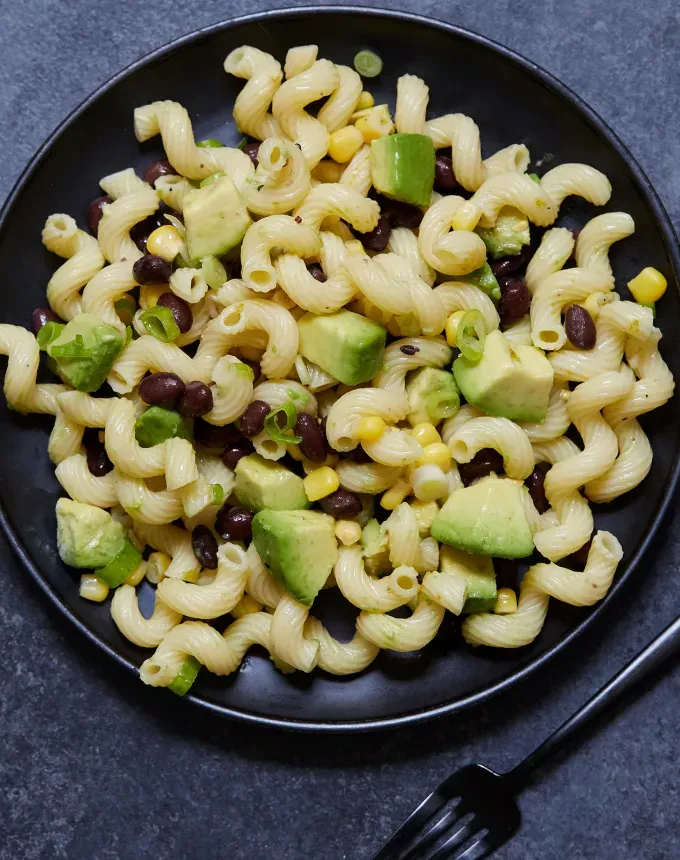 toddler meals: avocado and black bean pasta salad' title='25 Toddler Meals That Are Easy and Lazy Parent–Friendly (and Mostly 30 Minutes or Less)