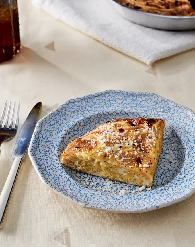 toddler meals: leftover pasta frittata' title='25 Toddler Meals That Are Easy and Lazy Parent–Friendly (and Mostly 30 Minutes or Less)