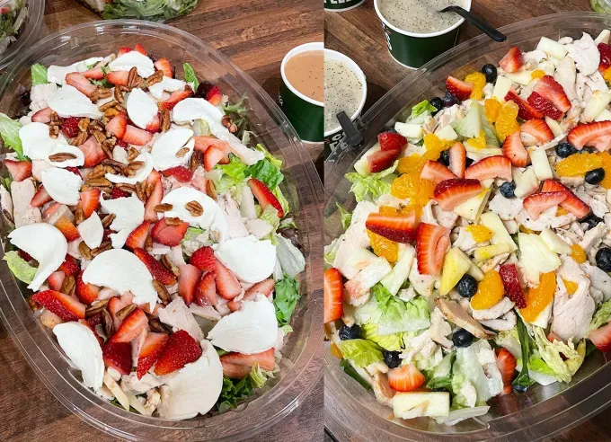 panera bread spring menu 2025: strawberry caprese and strawberry poppyseed salads' title='Panera Bread’s Spring Menu Has Arrived—Here’s a Food Editor’s Review