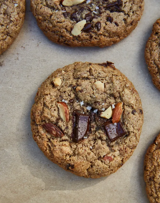 sweet and salty snacks: roasted almond and chocolate chunk cookies' title='26 Sweet and Salty Snacks to Satisfy Your Cravings