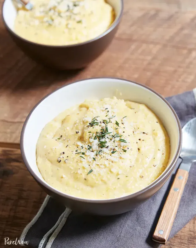 fall vegetarian recipes: pumpkin polenta' title='30 Fall Vegetarian Recipes That Are Cozy Hearty and Packed with Seasonal Produce