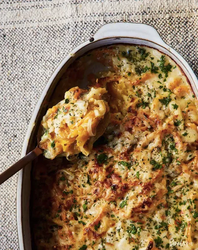 clean eating dinner recipes: spiralized winter vegetable gratin' title='65 Clean-Eating Dinner Recipes for the New Year and Beyond