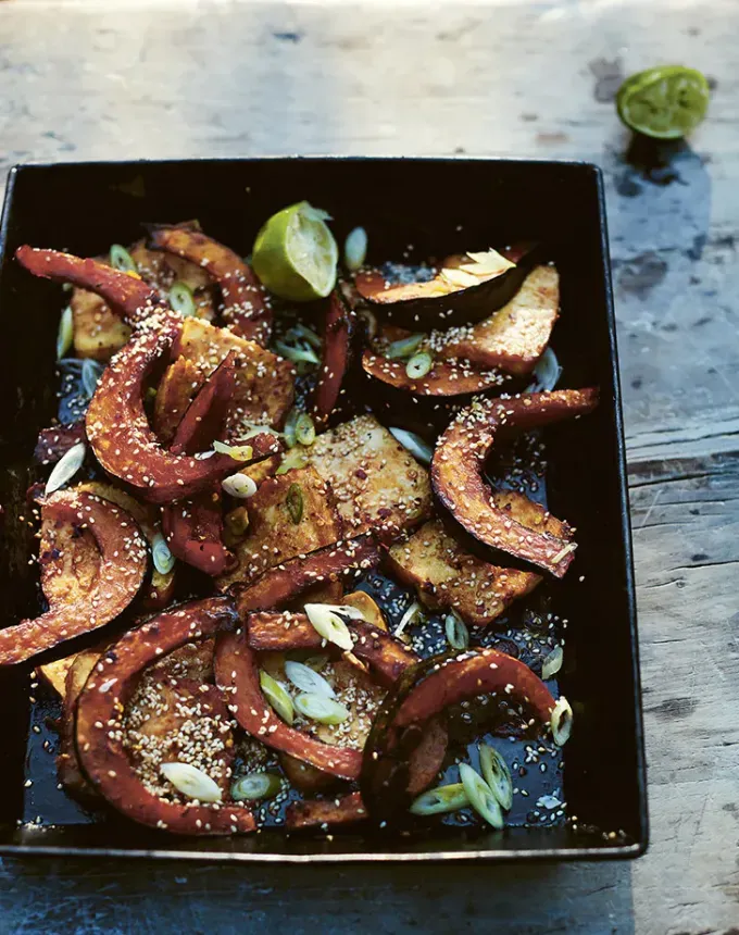 clean eating dinner recipes: roasted squash and tofu with soy honey chili and ginger' title='65 Clean-Eating Dinner Recipes for the New Year and Beyond