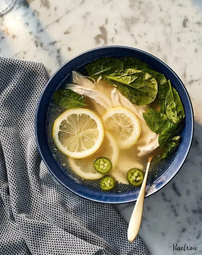 clean eating dinner recipes: spicy lemon ginger chicken soup' title='65 Clean-Eating Dinner Recipes for the New Year and Beyond