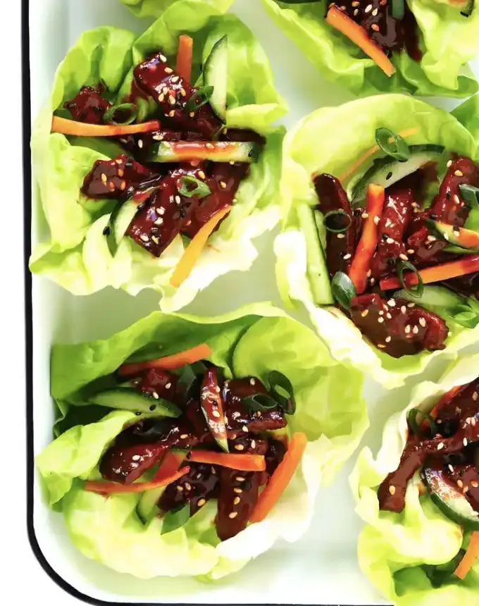 clean eating dinner recipes: quick gochujang lettuce wraps' title='65 Clean-Eating Dinner Recipes for the New Year and Beyond