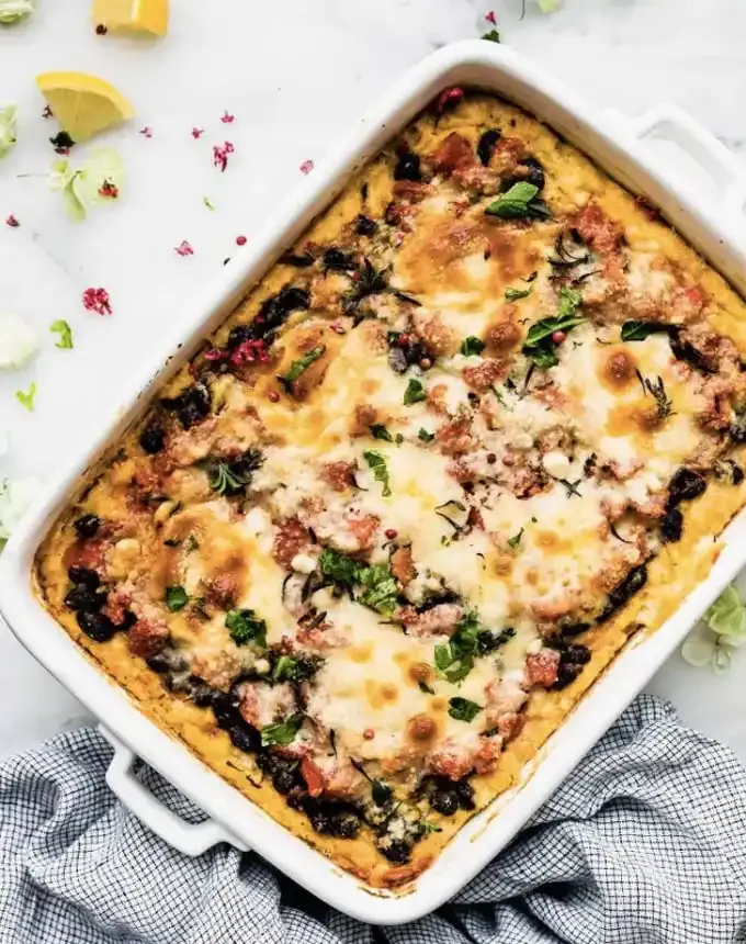 clean eating dinner recipes: easy southwest black bean polenta casserole' title='65 Clean-Eating Dinner Recipes for the New Year and Beyond