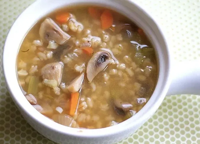 old school jewish recipes: mushroom barley soup' title='28 Old-School Jewish Recipes Your Grandma Used to Make from Latkes to Matzoh Ball Soup