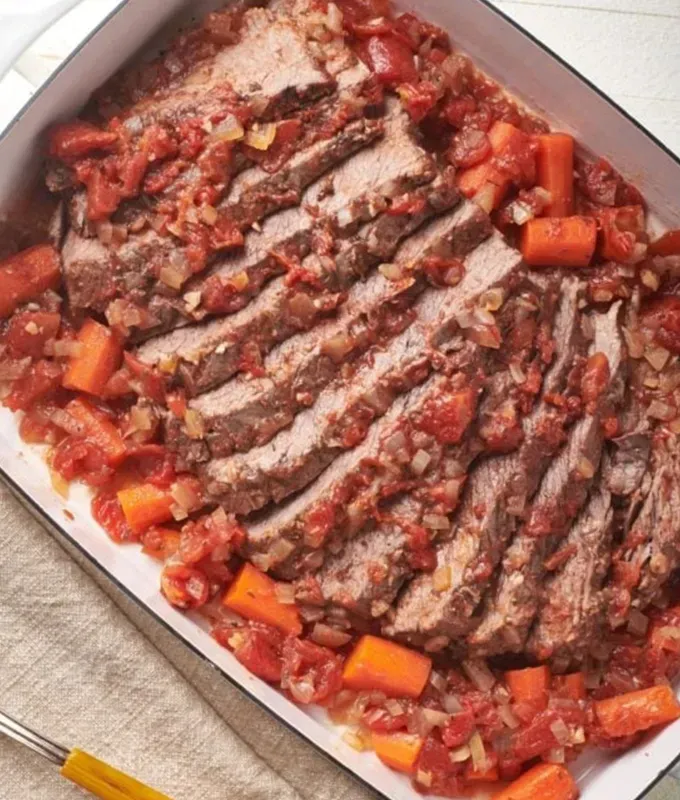 old school jewish recipes: jewish brisket' title='28 Old-School Jewish Recipes Your Grandma Used to Make from Latkes to Matzoh Ball Soup