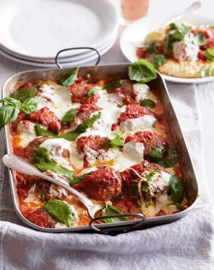 what to serve with polenta: perfect meatballs with cherry tomato sauce' title='Wondering What to Serve with Polenta? Here Are 27 Ideas from Hearty to Healthy