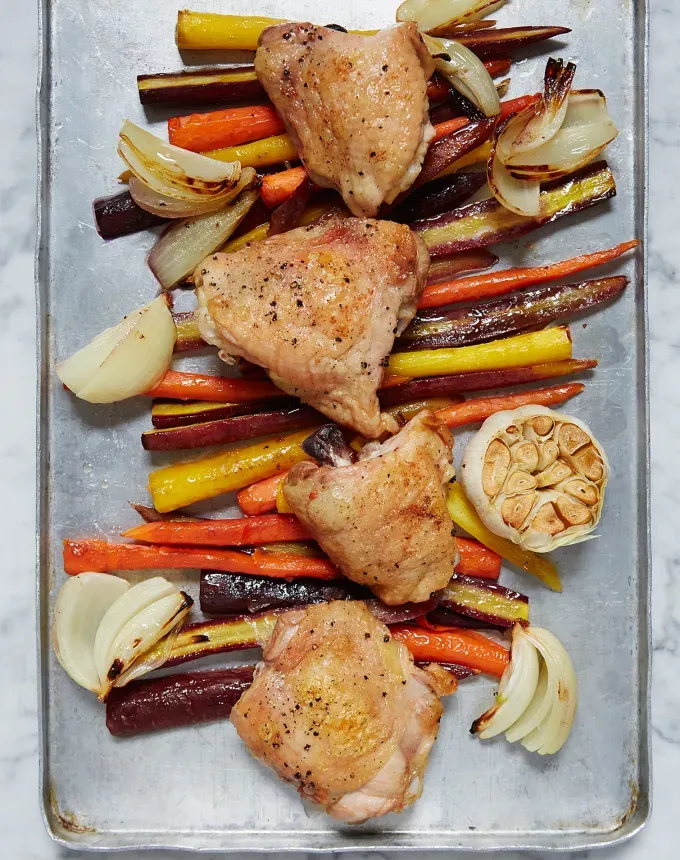 what to serve with polenta: one pan roasted chicken with carrots' title='Wondering What to Serve with Polenta? Here Are 27 Ideas from Hearty to Healthy
