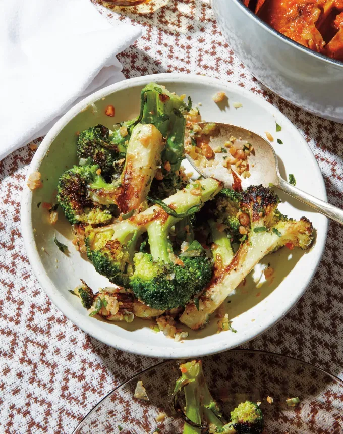 what to serve with polenta: roasted broccoli with olive and almond pesto' title='Wondering What to Serve with Polenta? Here Are 27 Ideas from Hearty to Healthy