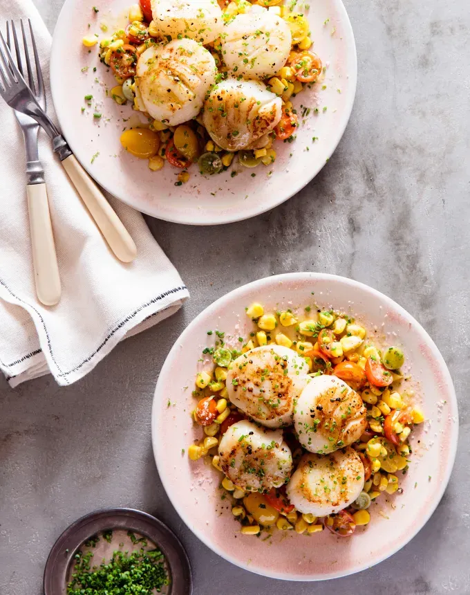 what to serve with polenta: pan seared scallops with citrusy corn succotash' title='Wondering What to Serve with Polenta? Here Are 27 Ideas from Hearty to Healthy
