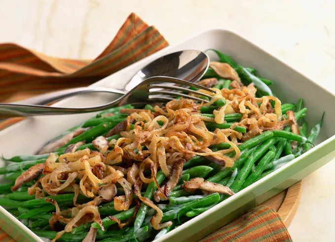 classic thanksgiving foods ranked: green bean casserole' title='16 Classic Thanksgiving Foods Ranked from Foul to Festive by a Food Editor