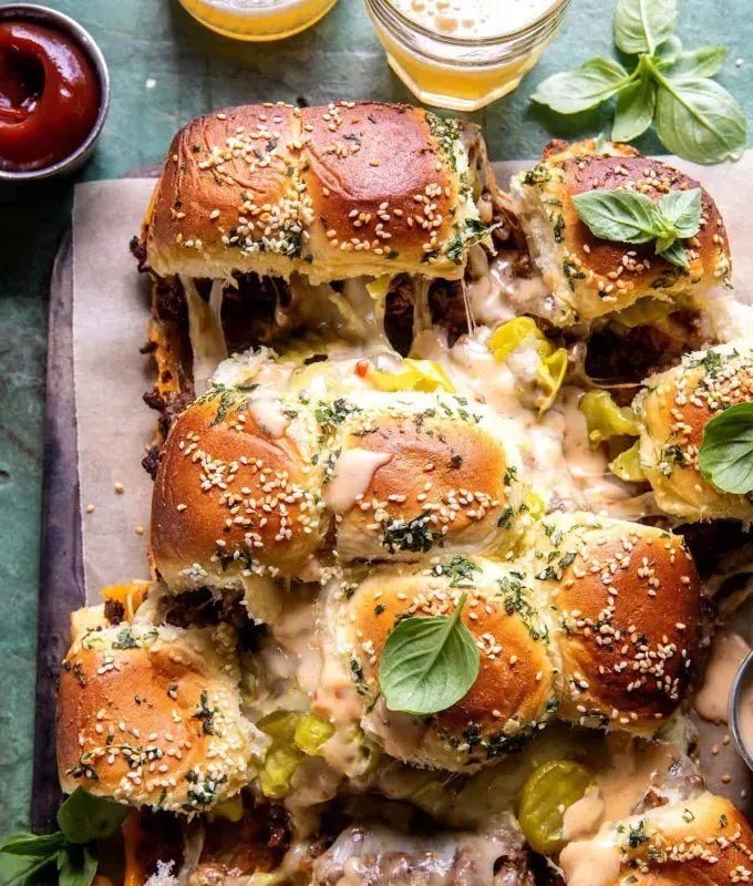 bite-sized-appetizers: Pull-Apart Cheeseburger Sliders.' title='45 Bite-Sized Appetizers That Are as Cute as They Are Delicious