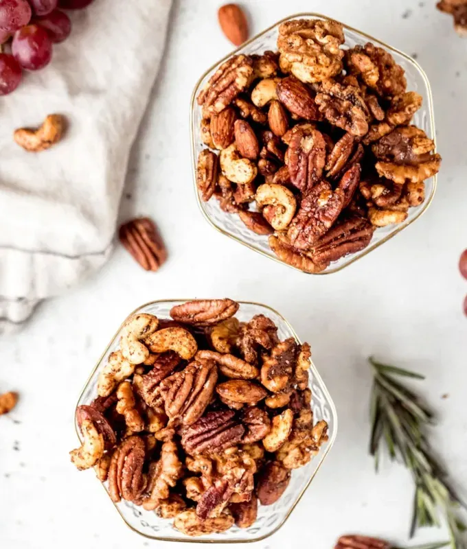 bite-sized-appetizers: St. Nick’s Drop It Like It’s Hot Party Nuts.' title='45 Bite-Sized Appetizers That Are as Cute as They Are Delicious