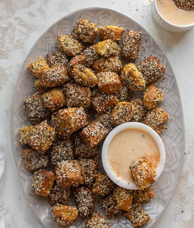 bite-sized-appetizers: Everything Bagel Pigs in a Blanket.' title='45 Bite-Sized Appetizers That Are as Cute as They Are Delicious