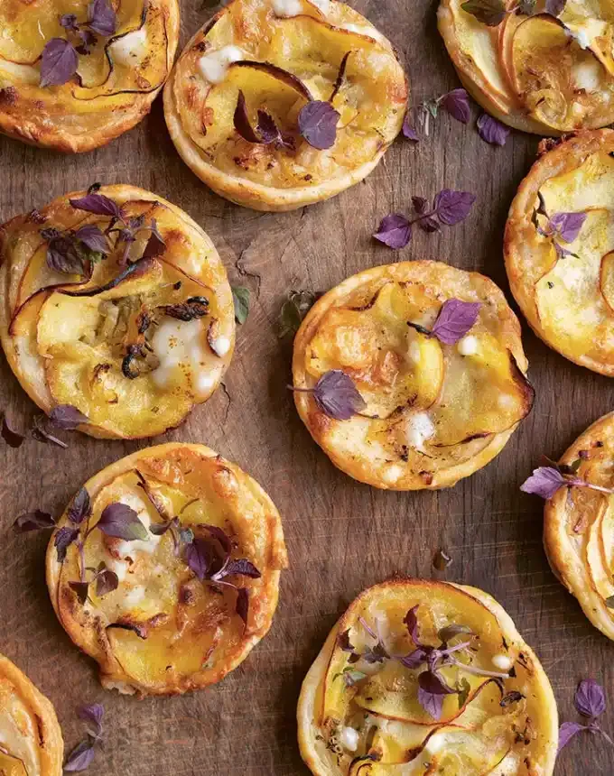 silan date syrup goat cheese apple honey tarts recipe' title='Silan Date Syrup Is the New Honey (and It’s Pretty Darn Delicious)