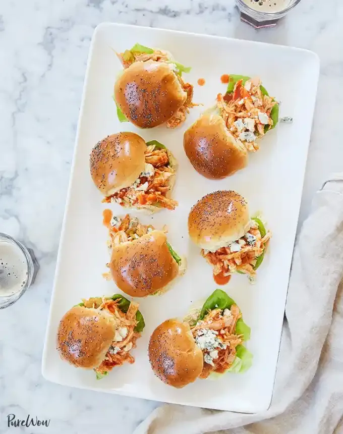 picnic food ideas: 15-minute buffalo chicken sliders' title='68 Picnic Food Ideas to Pack in Your Basket
