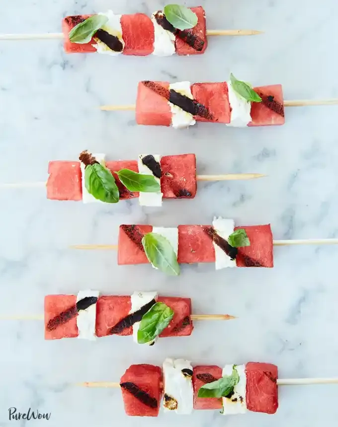 picnic food ideas: watermelon feta skewers' title='68 Picnic Food Ideas to Pack in Your Basket