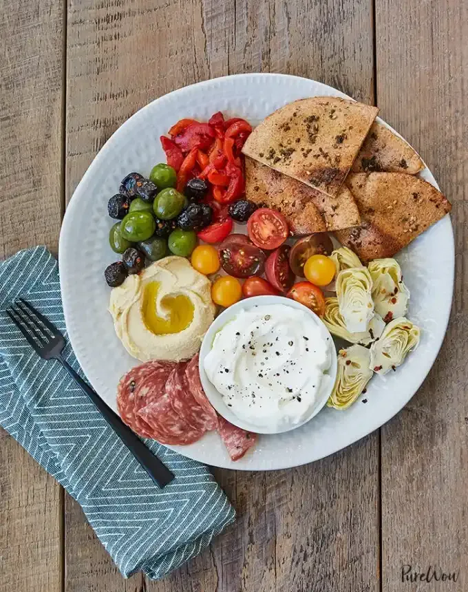 picnic food ideas: 15-minute mezze plate with pita' title='68 Picnic Food Ideas to Pack in Your Basket