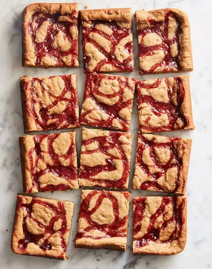 picnic food ideas: peanut butter and jelly blondies' title='68 Picnic Food Ideas to Pack in Your Basket