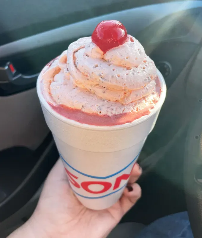 sonic winter menu review: red velvet cake batter milkshake' title='I a Food Editor Tried Every Item on Sonic’s New Winter Menu—Here’s My Honest Ranking