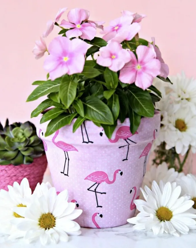 5 fabric decorated flowerpots crafts for adults' title='58 Crafts for Adults That Won’t End Up in the Trash in Two Months