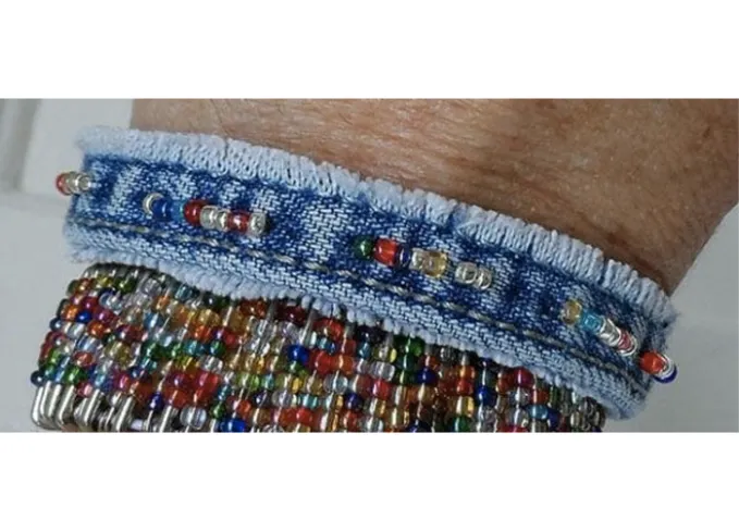12 recycled denim beaded bracelet crafts for adults' title='58 Crafts for Adults That Won’t End Up in the Trash in Two Months