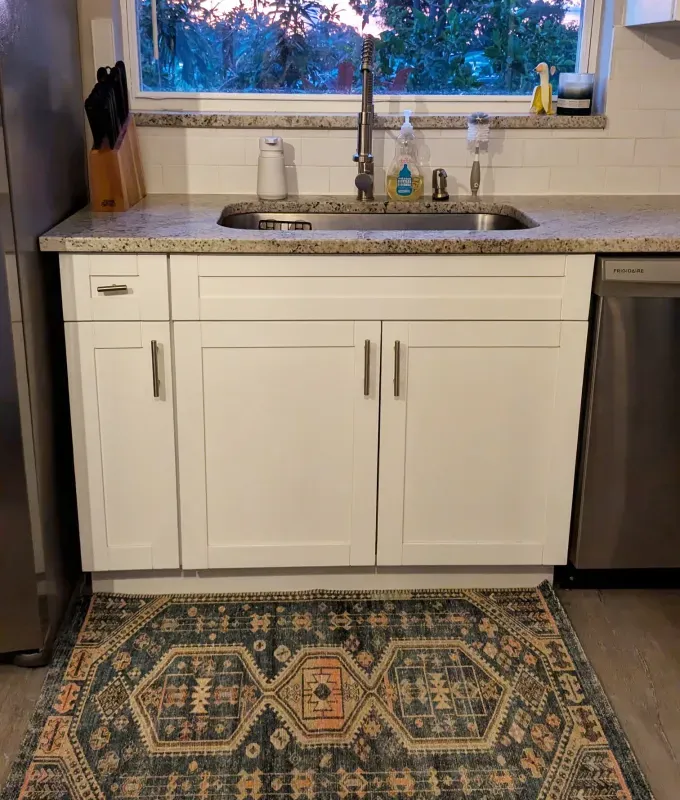 target washable accent rug tested in a kitchen' title='The Only 4 Washable Rugs Worth Buying Based on Serious Stress-Testing