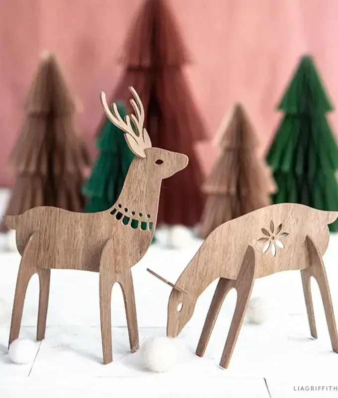 christmas-crafts-for-adults: standing wood deers.' title='60 Festive Christmas Crafts for Adults