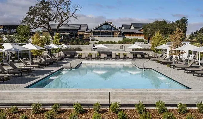 all inclusive resorts in California: Four Seasons Napa resort pool' title='The 14 Best All-Inclusive Resorts in California from Wine-Soaked Weekends to Detox Desert Stays