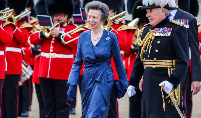 princess-anne-dublin-blue-dress' fetchpriority='auto' title='Buckingham Palace Just Posted Childhood Photos of Princess Anne—and Look at Those Blonde Curls